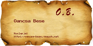 Oancsa Bese névjegykártya
